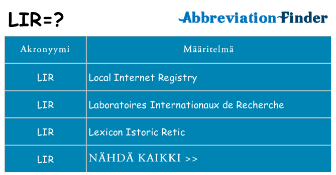 Mitä lir tarkoittaa