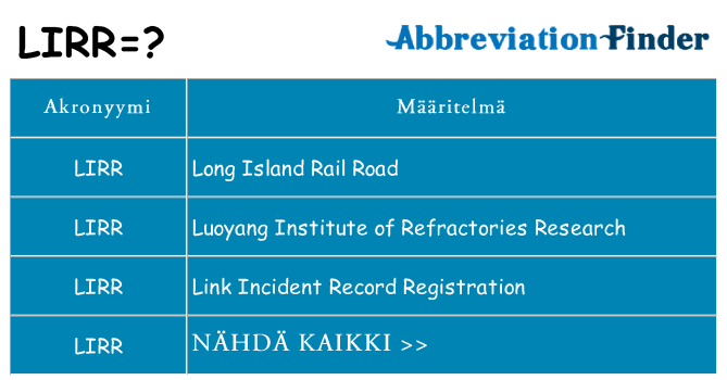 Mitä lirr tarkoittaa
