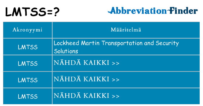Mitä lmtss tarkoittaa