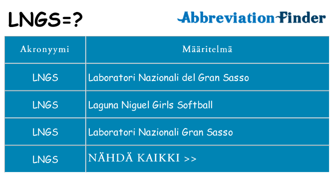 Mitä lngs tarkoittaa