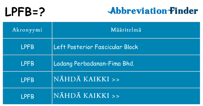 Mitä lpfb tarkoittaa