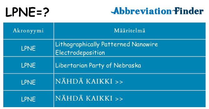 Mitä lpne tarkoittaa