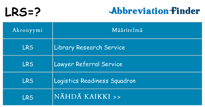 Mitä lrs tarkoittaa