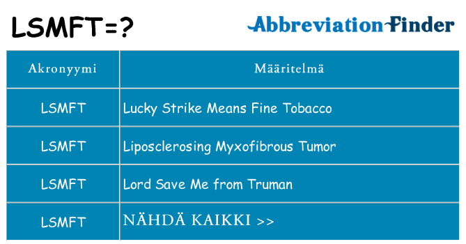 Mitä lsmft tarkoittaa