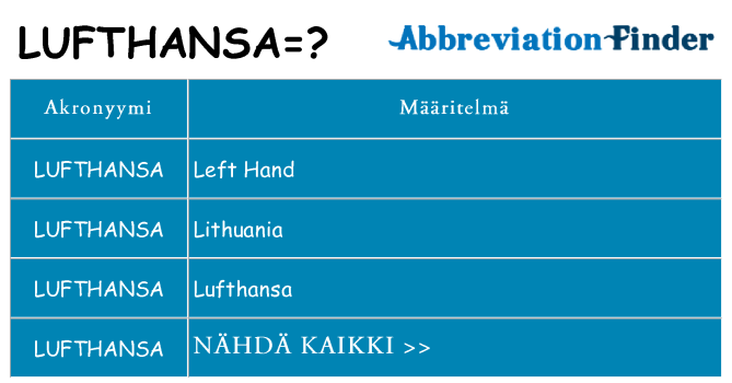 Mitä lufthansa tarkoittaa