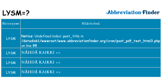 Mitä lysm tarkoittaa