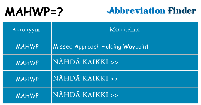 Mitä mahwp tarkoittaa