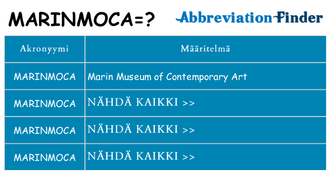 Mitä marinmoca tarkoittaa