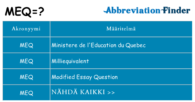 Mitä meq tarkoittaa