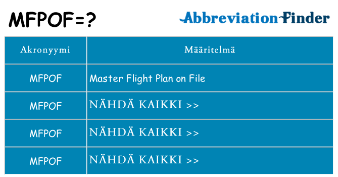 Mitä mfpof tarkoittaa