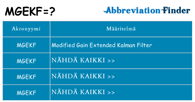 Mitä mgekf tarkoittaa