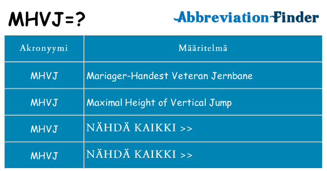 Mitä mhvj tarkoittaa