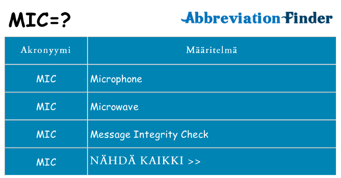 Mitä mic tarkoittaa
