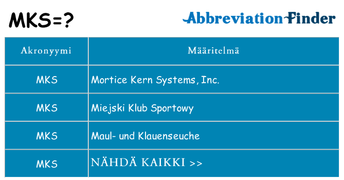 Mitä mks tarkoittaa