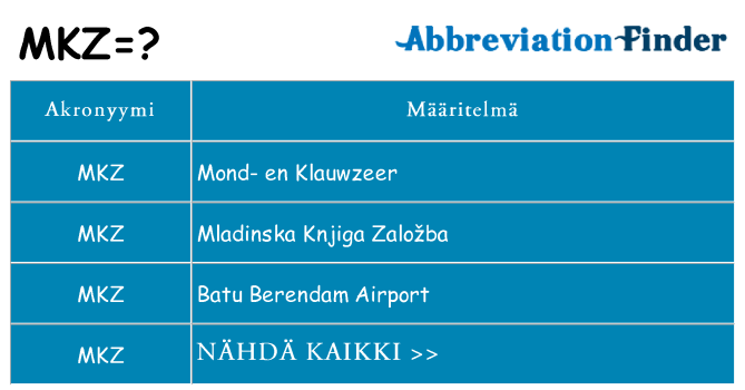 Mitä mkz tarkoittaa