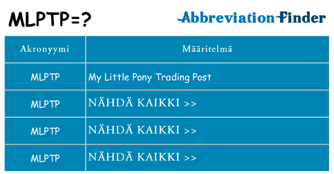 Mitä mlptp tarkoittaa