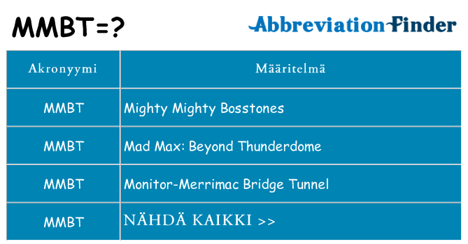 Mitä mmbt tarkoittaa