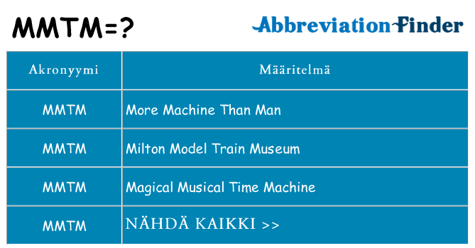 Mitä mmtm tarkoittaa