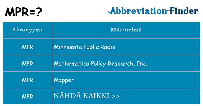 Mitä mpr tarkoittaa