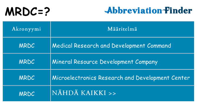 Mitä mrdc tarkoittaa