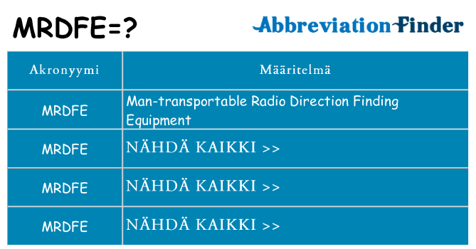 Mitä mrdfe tarkoittaa