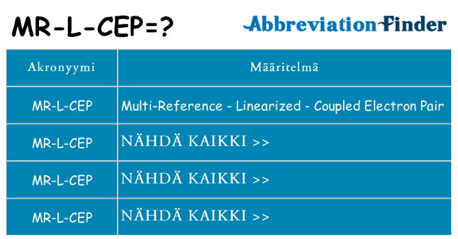 Mitä mr-l-cep tarkoittaa