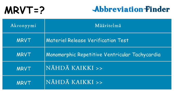 Mitä mrvt tarkoittaa