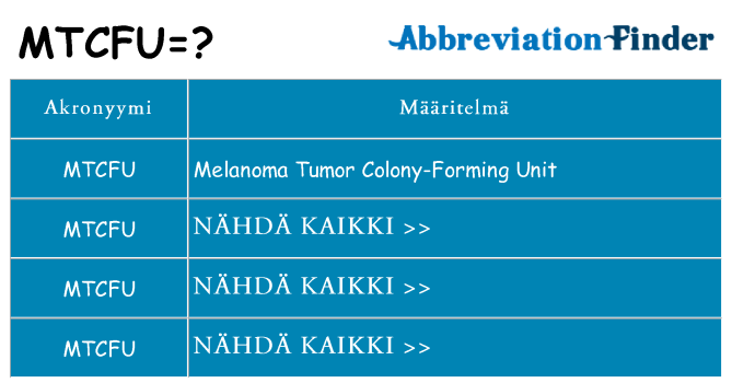 Mitä mtcfu tarkoittaa