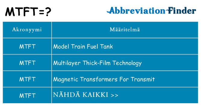 Mitä mtft tarkoittaa