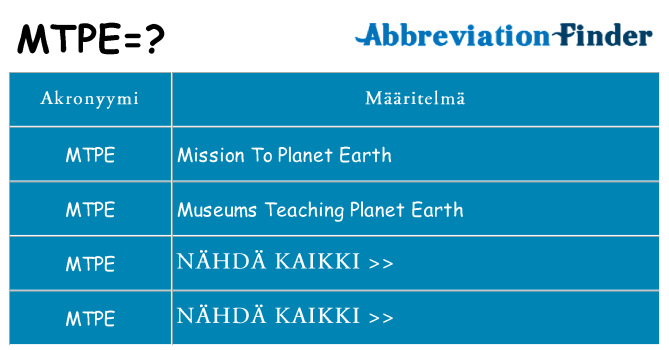 Mitä mtpe tarkoittaa