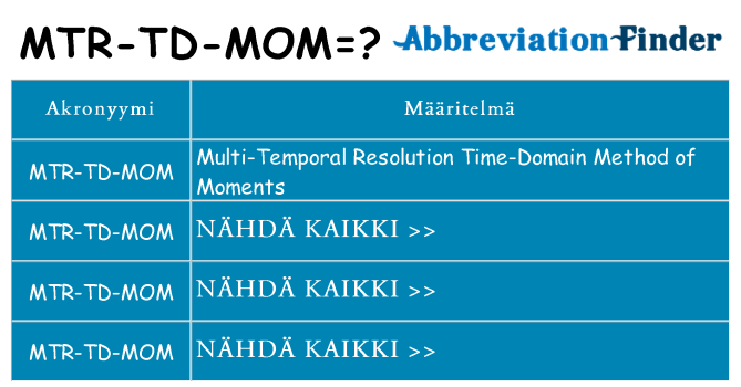 Mitä mtr-td-mom tarkoittaa
