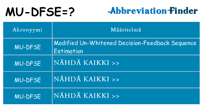 Mitä mu-dfse tarkoittaa