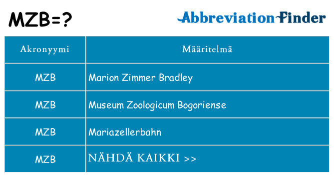 Mitä mzb tarkoittaa