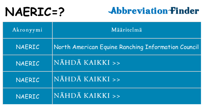 Mitä naeric tarkoittaa