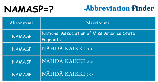Mitä namasp tarkoittaa