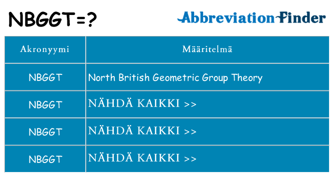 Mitä nbggt tarkoittaa