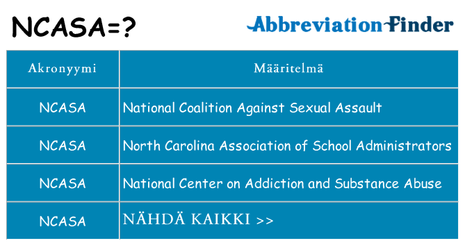 Mitä ncasa tarkoittaa
