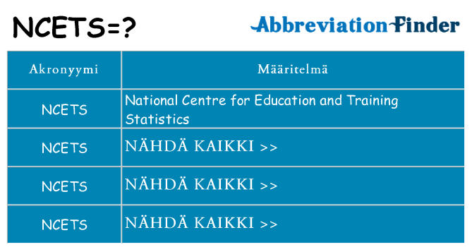 Mitä ncets tarkoittaa