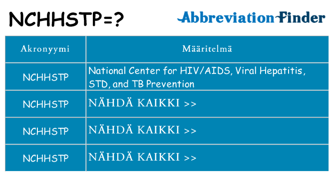 Mitä nchhstp tarkoittaa