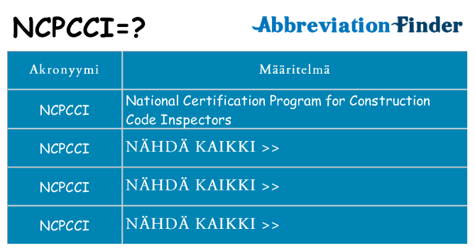Mitä ncpcci tarkoittaa