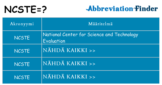 Mitä ncste tarkoittaa