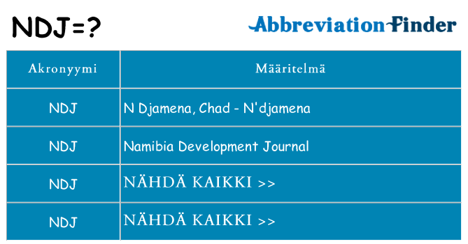 Mitä ndj tarkoittaa