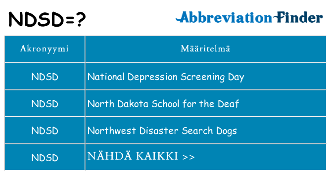 Mitä ndsd tarkoittaa