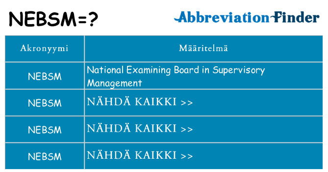 Mitä nebsm tarkoittaa