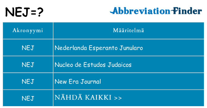Mitä nej tarkoittaa