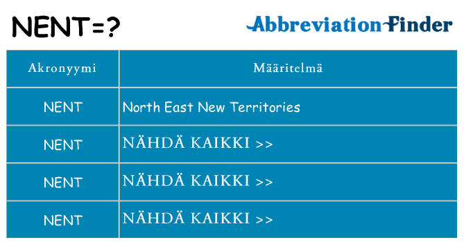 Mitä nent tarkoittaa