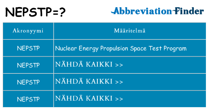 Mitä nepstp tarkoittaa