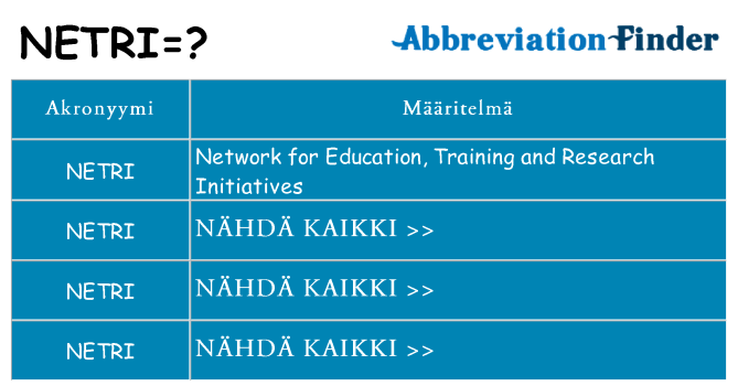 Mitä netri tarkoittaa