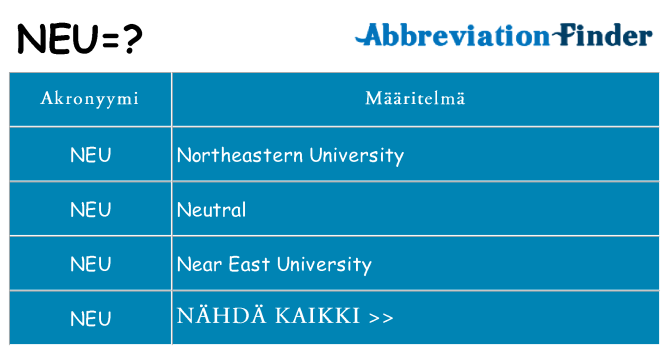 Mitä neu tarkoittaa