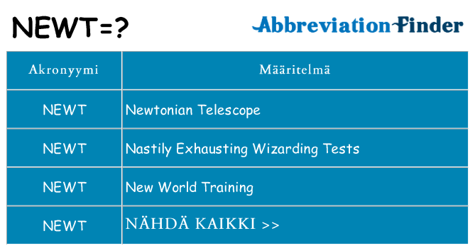 Mitä newt tarkoittaa